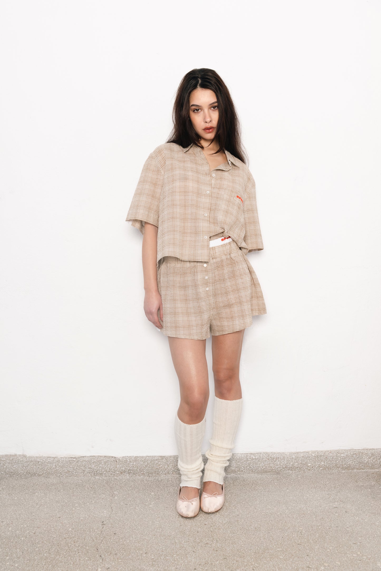 Szorty Althea beżowy krata